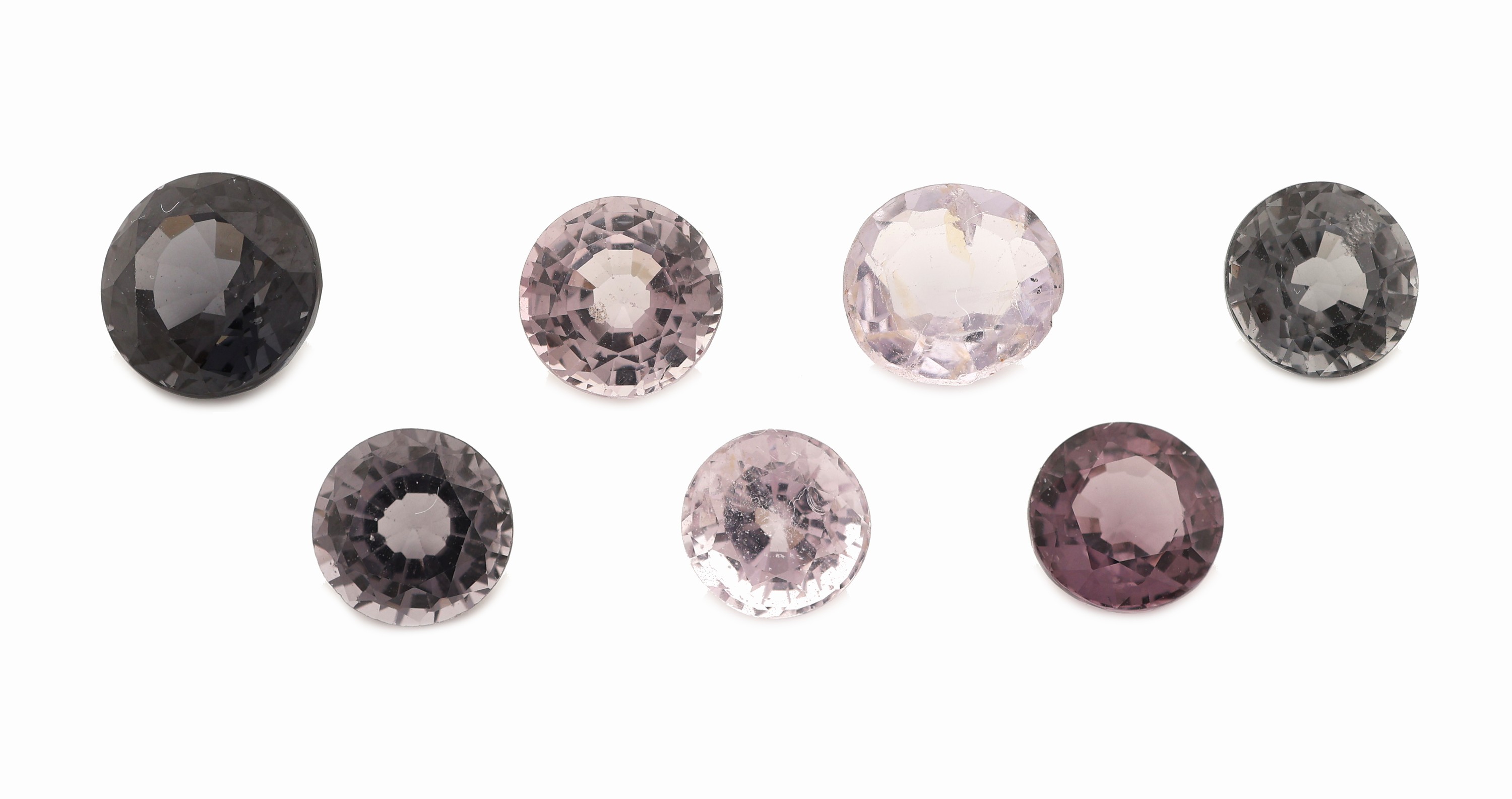 Image 27042588 - Lot 7 lose Spinelle, zus. ca. 10.63 ct, rundfacett. in versch. Größen und Farben ...