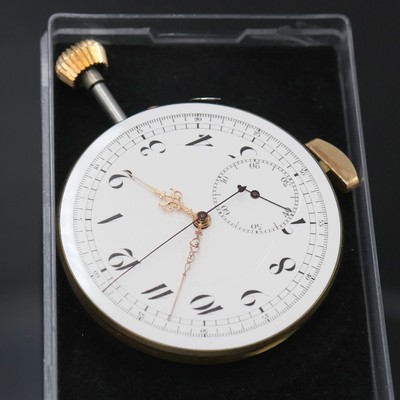 27042522b - Taschenuhrwerk mit Repetition und Schaltradchronograph, Schweiz um 1900, verg. ...