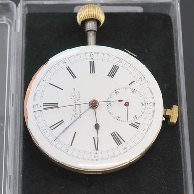 27042523b - Taschenuhrwerk mit Repetition und Schaltradchronograph, Schweiz um 1900, verg. ...
