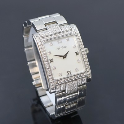 27042528b - PAUL PICOT Armbanduhr mit Diamanten Referenz 5028, Schweiz um 2005, quarz, Edelstahlgeh. ...