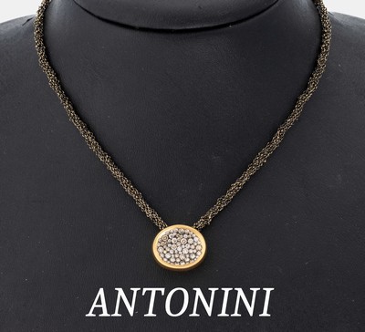 Image 18 kt Gold ANTONINI MATERA Brillant-Collier, GG 750/000, ovales Mittelteil mit ...