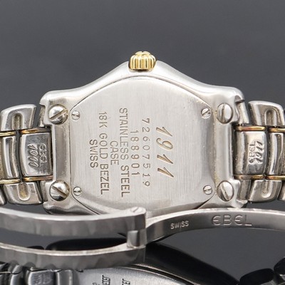 27042561e - EBEL 1911 Damenarmbanduhr in Stahl/Gold Referenz 188901, Schweiz um 1995, quarz, Boden ...
