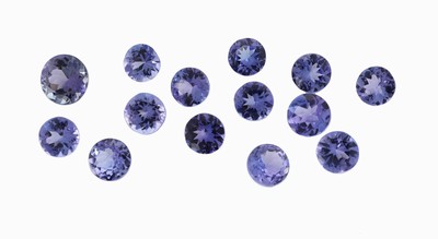 Image Lot lose Tansanite, zus. ca. 7.41 ct, rundfacett. in versch. Größen und Farbnuancen ...