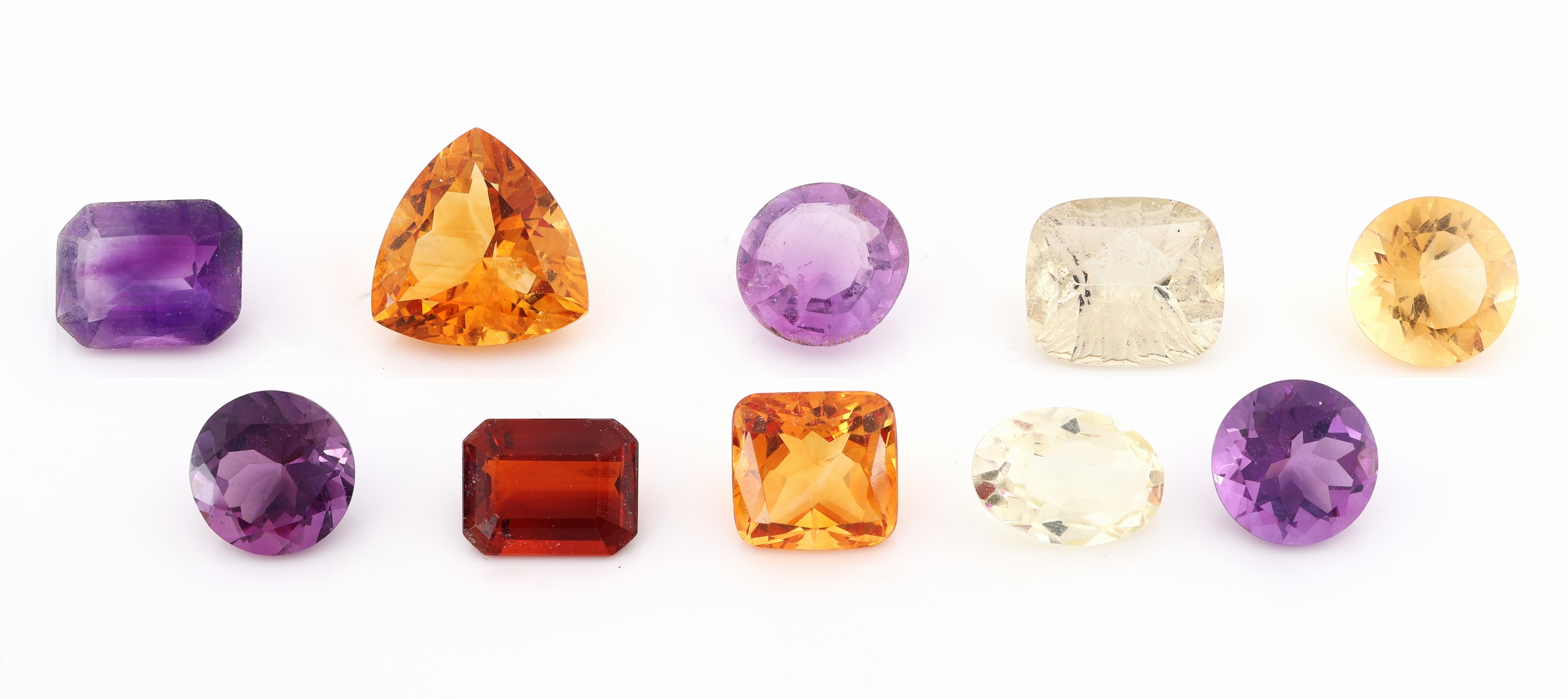 Image 27042608 - Lot lose Farbsteine, zus. ca. 60.53 ct, Citrine und Amethyste, versch. Schliffformen, ...