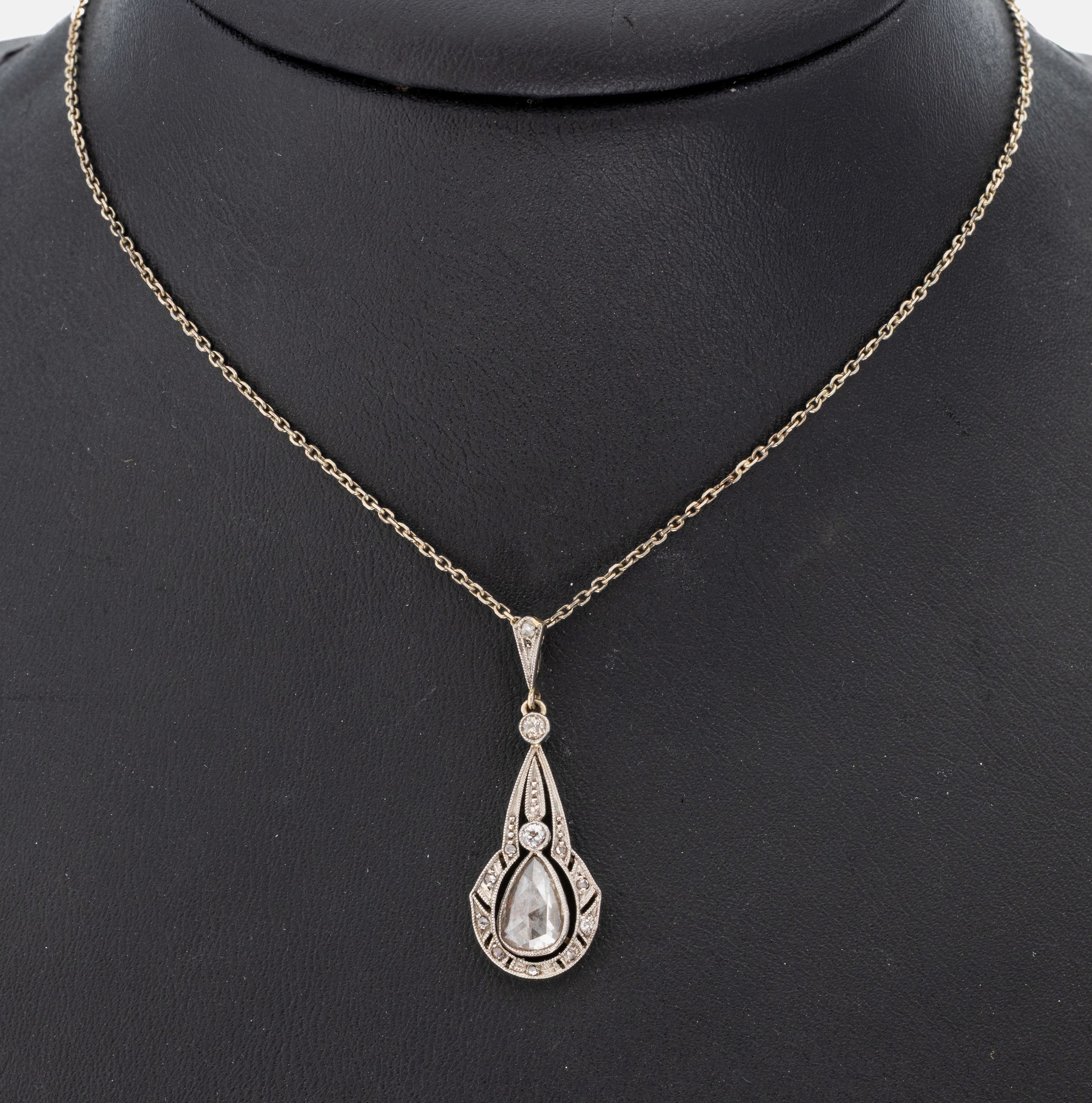 Image 27042620 - 14 kt Gold Diamant-Anhänger, um 1920, WG 585/000 unterlegiert, durchbrochen ...