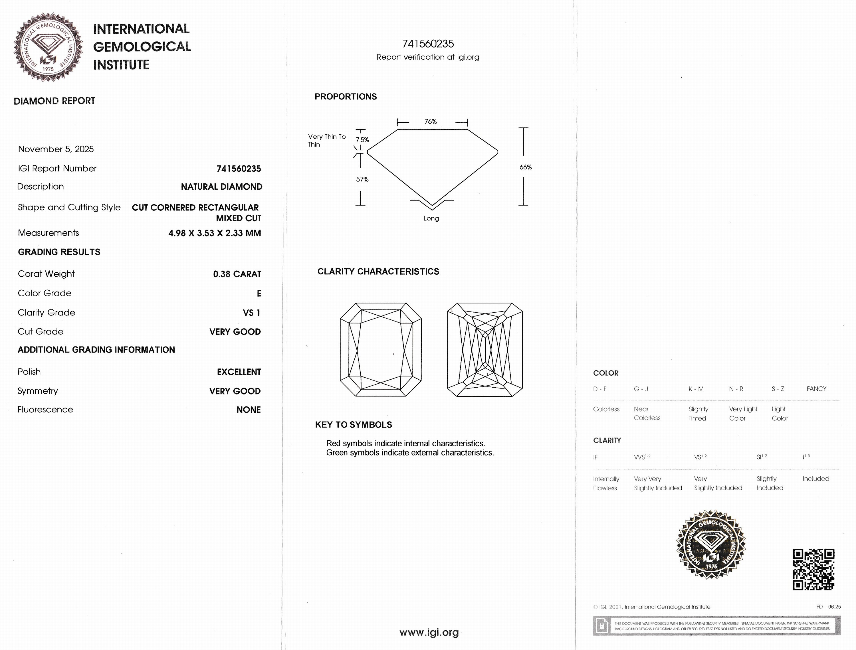 Detail a: Loser Diamant, 0.38 ct hochfeines Weiß(E)/vs1,Cut Cornered Rectangular Mixed Cut, eingeschweißt, IGI-Expertise