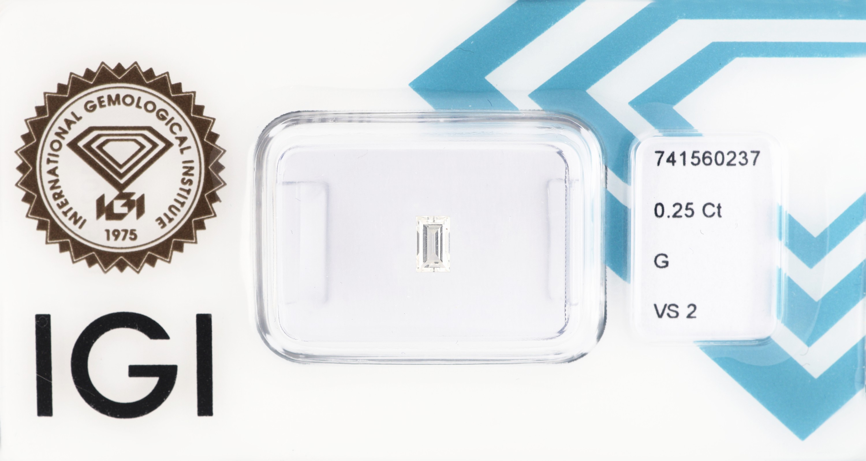 Image 27042645 - Loser Diamant, 0.25 ct feines Weiß(G)/vs2, Baguette, eingeschweißt, IGI-Expertise ...