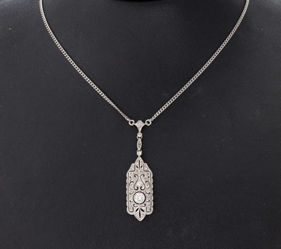 Image 14 kt gold Art-Deco-diamond-necklace , WG 585/000, approx. 1920, old cut-diamond approx. ...