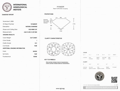 27042619a - Loser Altschliffdiamant, 0.47 ct l.get.Weiß(I)/si2, eingeschweißt, IGI -Expertise ...