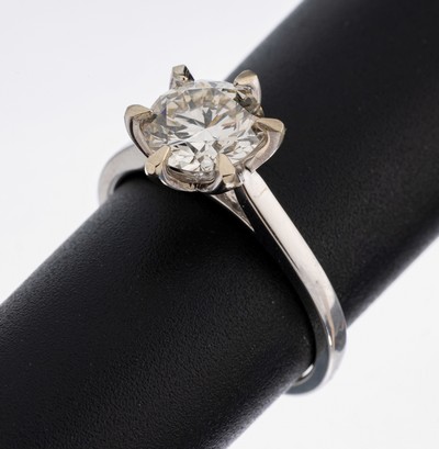 Image 18 kt gold brilliant-ring , WG 750/000, brilliant approx. 1.75 ct Crystal/vs, ...