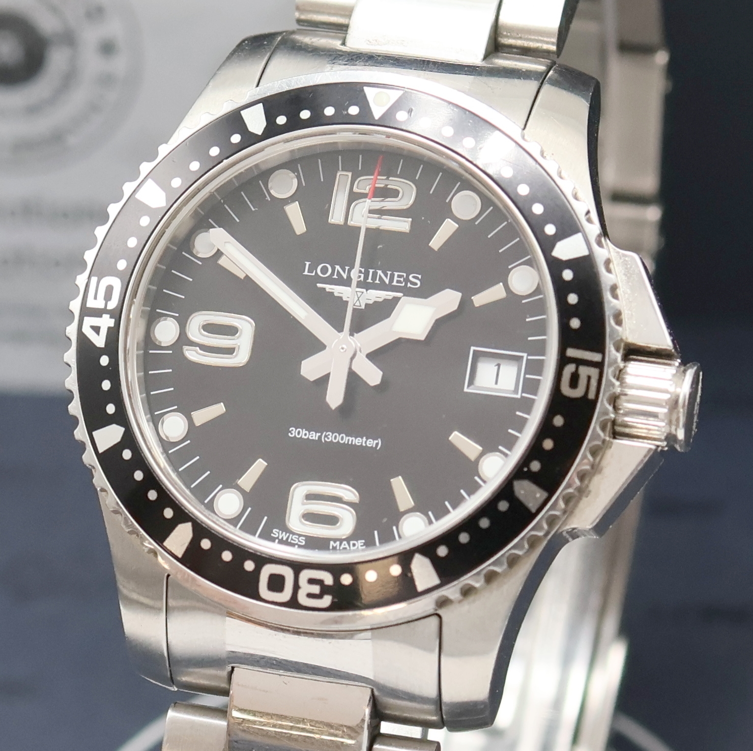 Detail a: LONGINES Hydro Conquest Armbanduhr in Edelstahl Referenz L3.340.4, Schweiz lt. beil. Pap. verk. 03/2018, quarz, orig. Gliederband m. Faltschl., ...