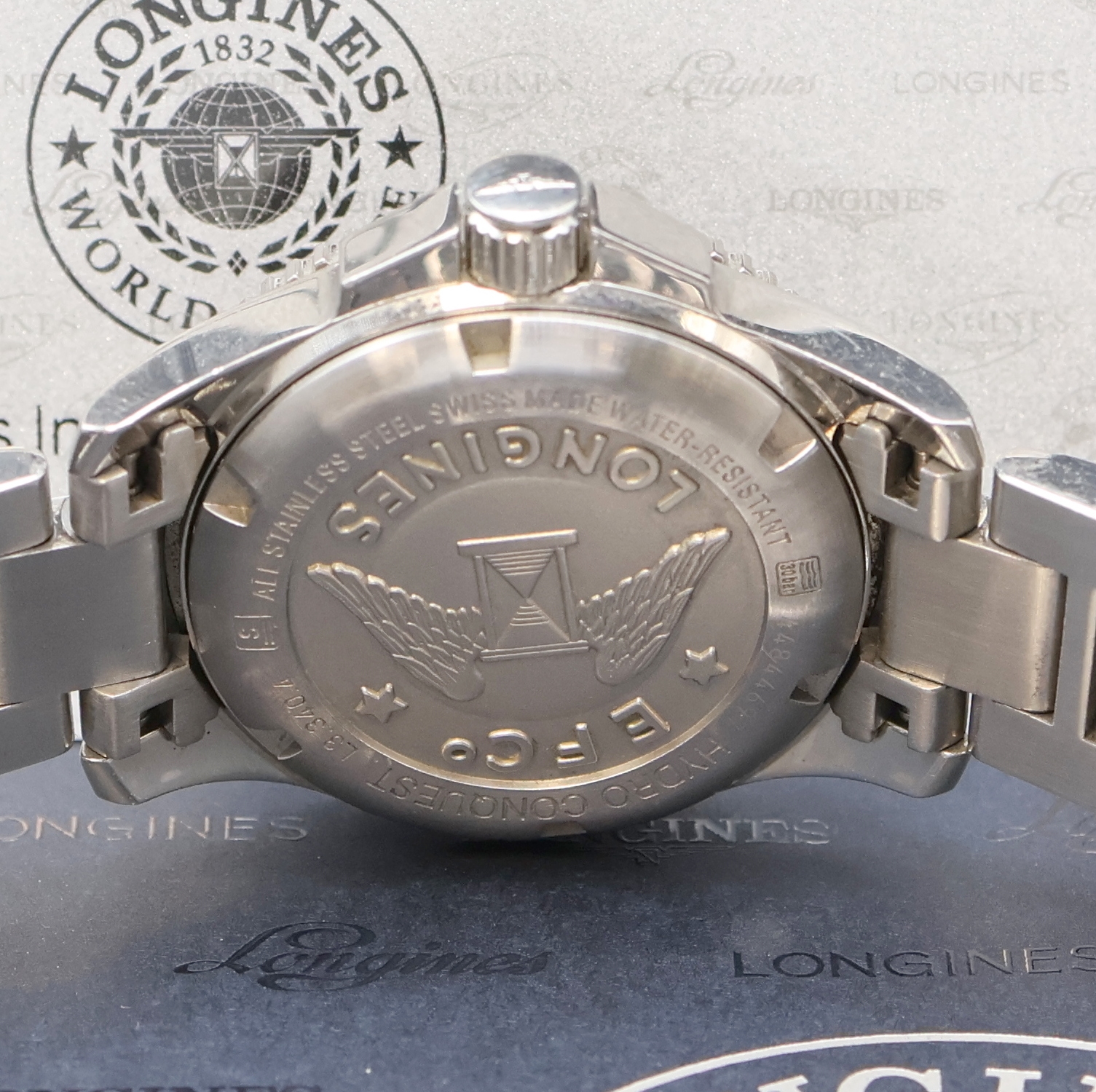 Detail e: LONGINES Hydro Conquest Armbanduhr in Edelstahl Referenz L3.340.4, Schweiz lt. beil. Pap. verk. 03/2018, quarz, orig. Gliederband m. Faltschl., ...