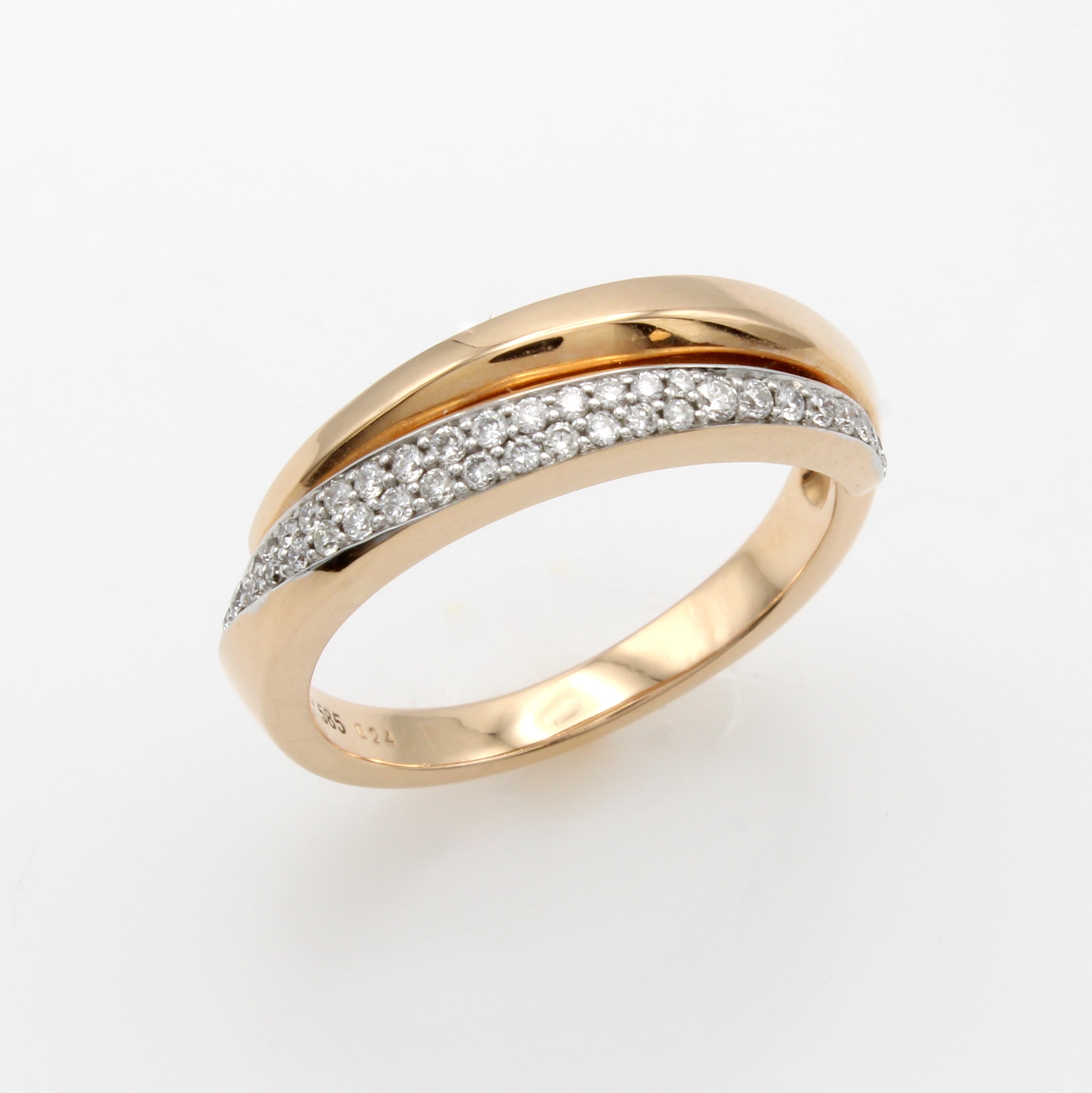 Image 27042763 - Ring mit Brillanten, RG 585/000, Brill. zus. ca. 0.24 ct Weiß/si, in 2 reihiger Optik, ...