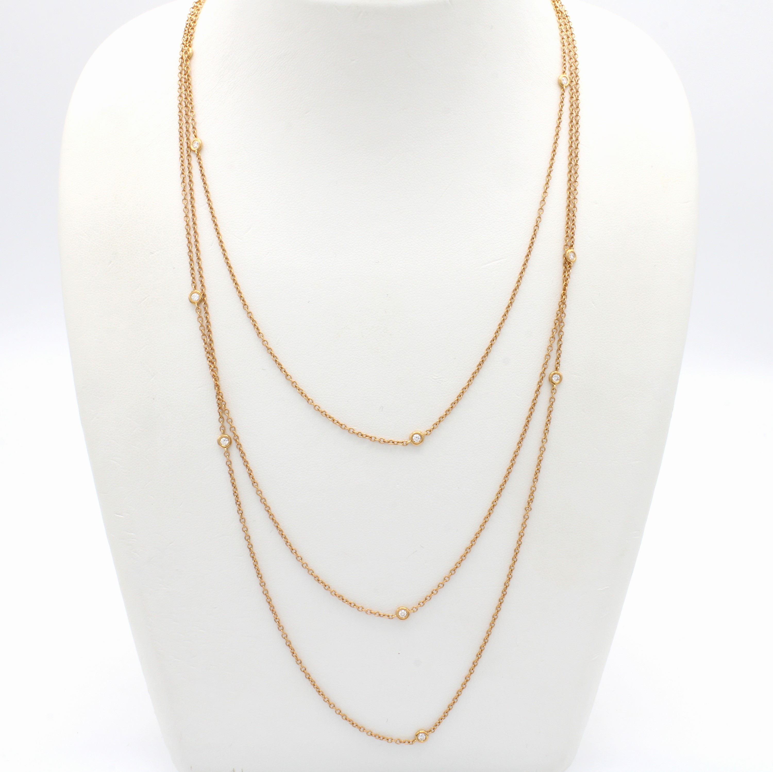 Image 27042777 - 3-reihiges Collier mit Brillanten, RG 750/ 000, 15 Brill. zus. ca. 0.45 ct Weiß/si, L. ...