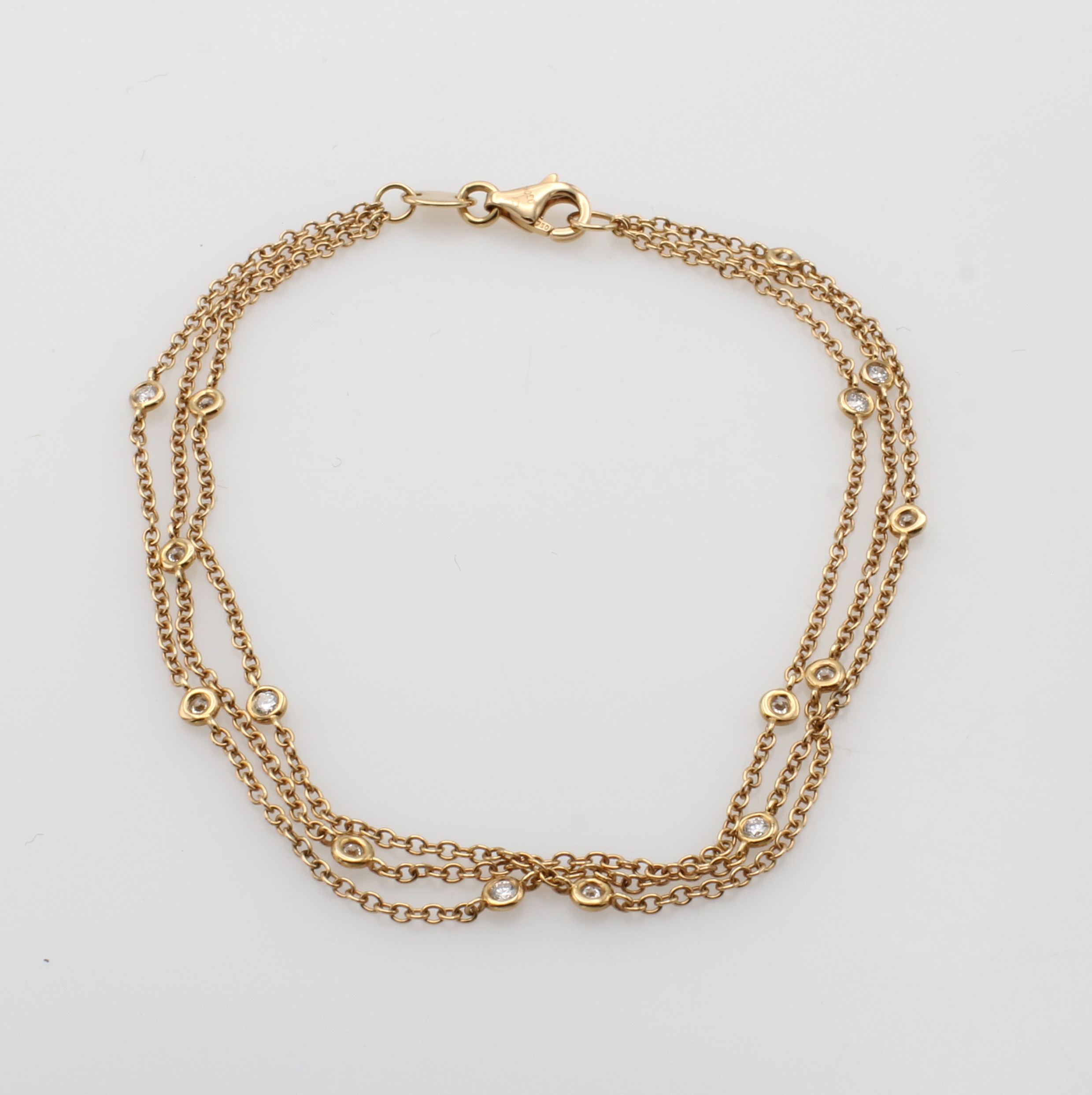 Image 27042781 - 3-reihiges Armband mit Brillanten, RG 750/ 000, 15 Brill. zus. ca. 0.30 ct Weiß/si, L. ...