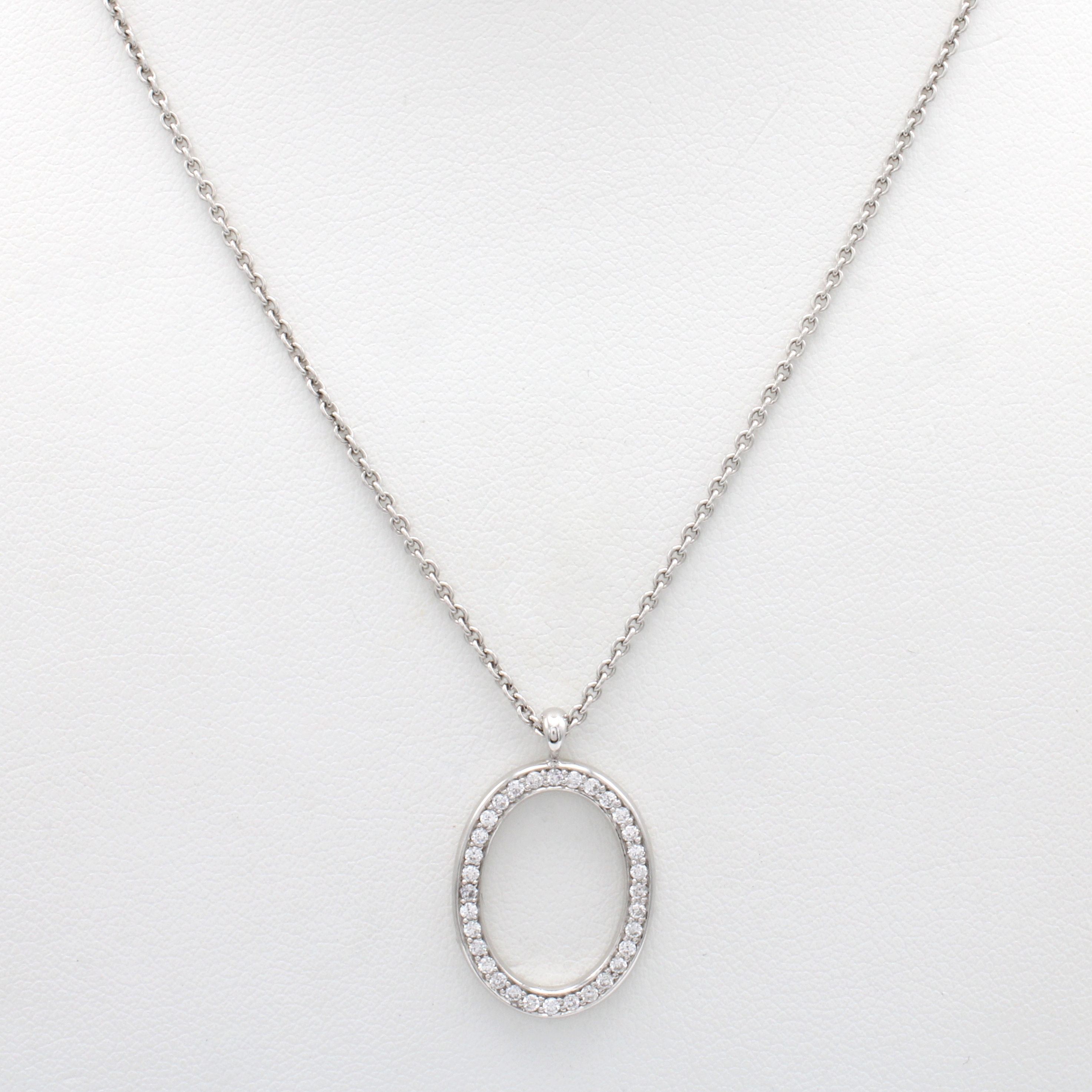 Image 27042789 - Ovaler Anhänger mit Brillanten an Kette, WG 585/000, Brill. zus. ca. 0.32 ct Weiß/si, ...