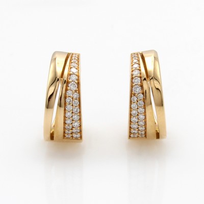 Image Paar Klappcreolen mit Brillanten, RG 750/000, Brill. zus. ca. 0.30 ct Weiß/si, in ...