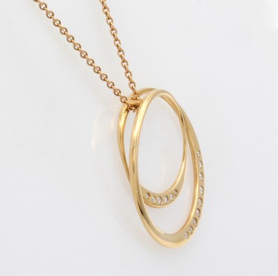 27042770a - Runder 2-reihiger Anhänger mit Brillanten an Kette, RG 750/000, Brill. zus. ca. 0.22 ct ...