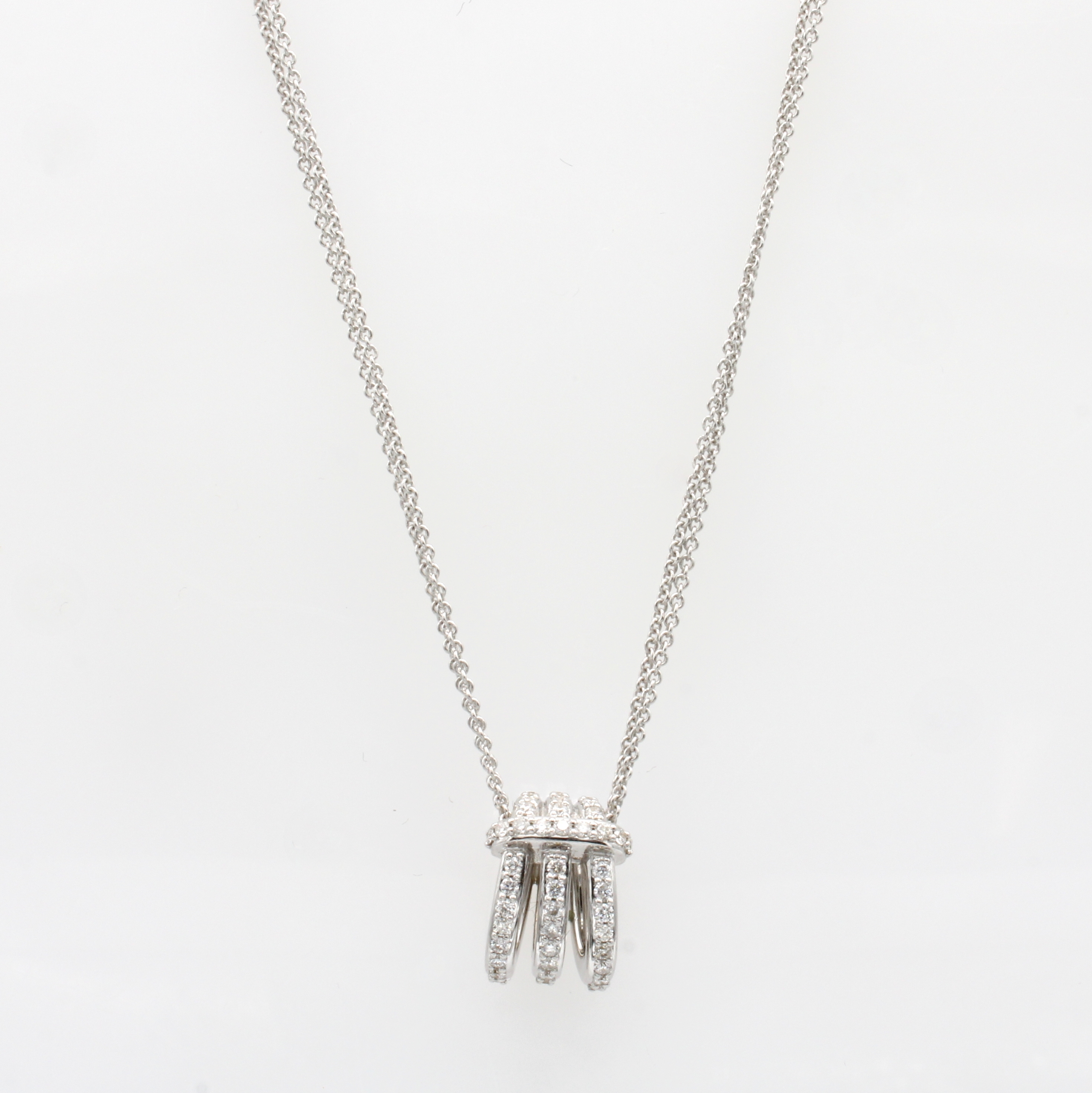 Image 27042806 - Anhänger mit Brillanten an 2-reihiger Kette, WG 750/000, Brill. zus. ca. 0.24 ct ...