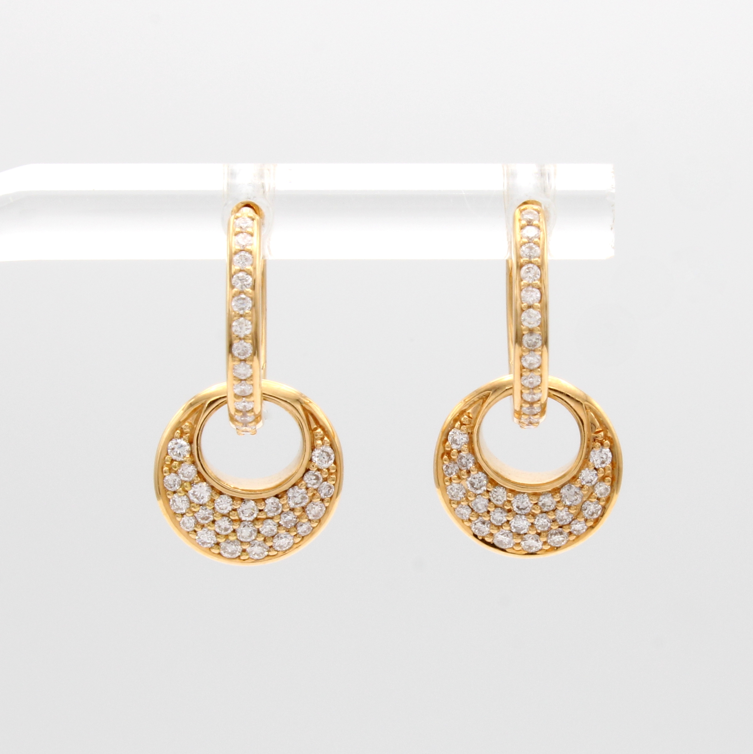 Image 27042829 - Paar Creolen mit Einhänger und Brillanten, RG 750/000, Brill. zus. ca. 0.42 ct ...