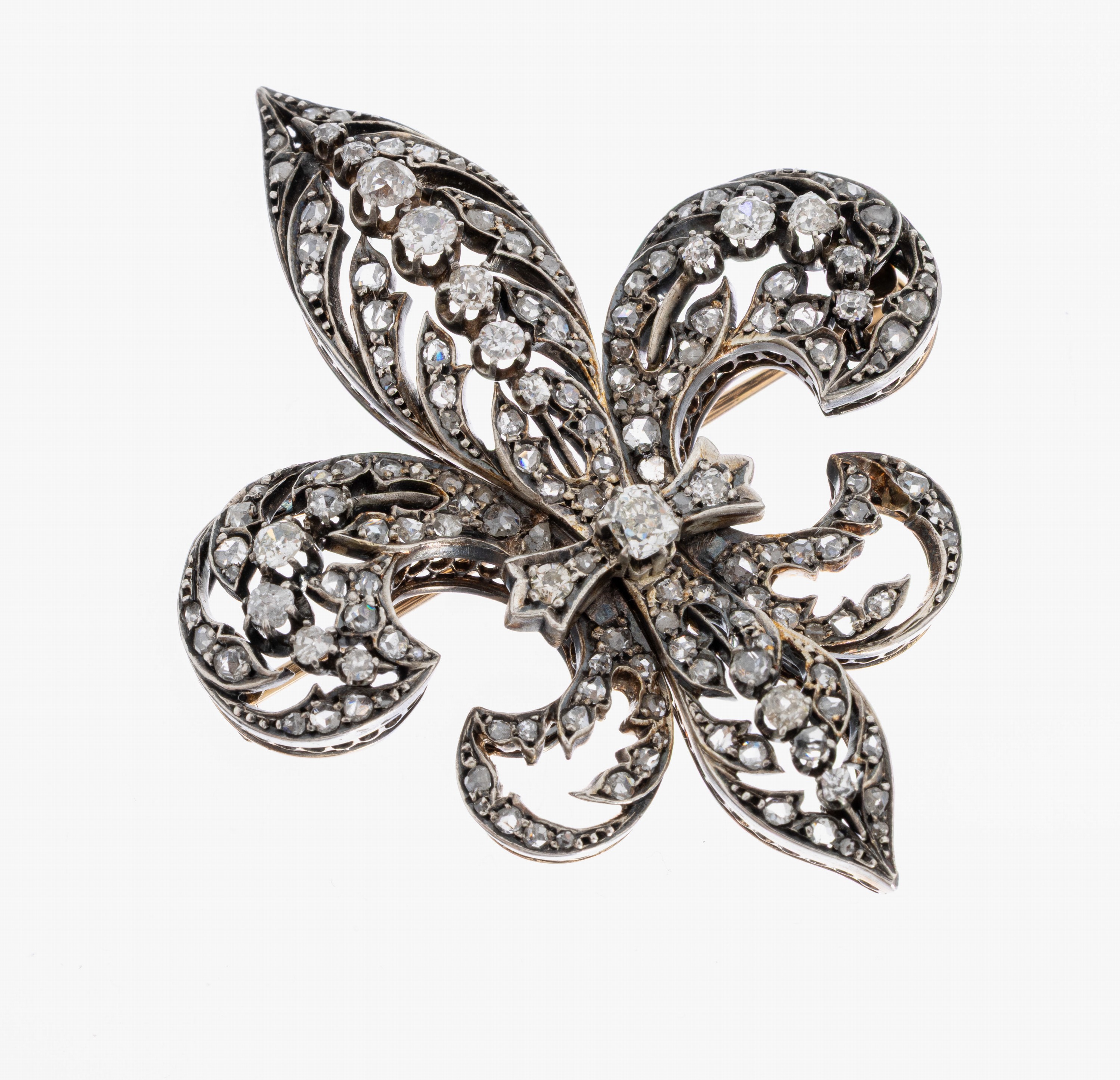 Image 27042844 - Prunkvolle 18 kt Gold Diamant-Brosche, wohl Frankreich, um 1900, GG 750/000 gepr., ...