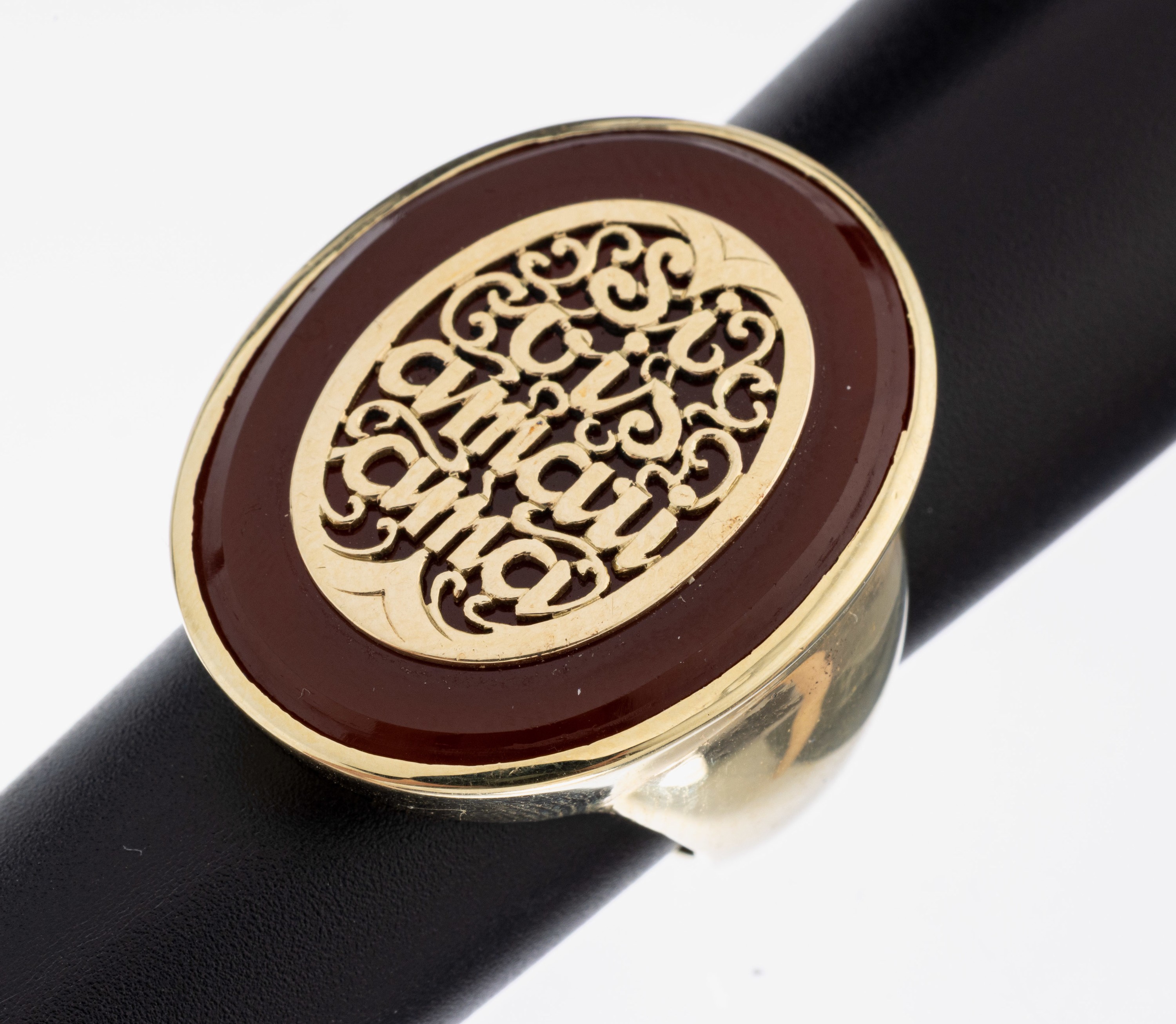 Image 27042852 - 14 kt Gold Achat-Ring, GG 585/000, schwere Verarbeitung, ovaler Ringkopf, ...