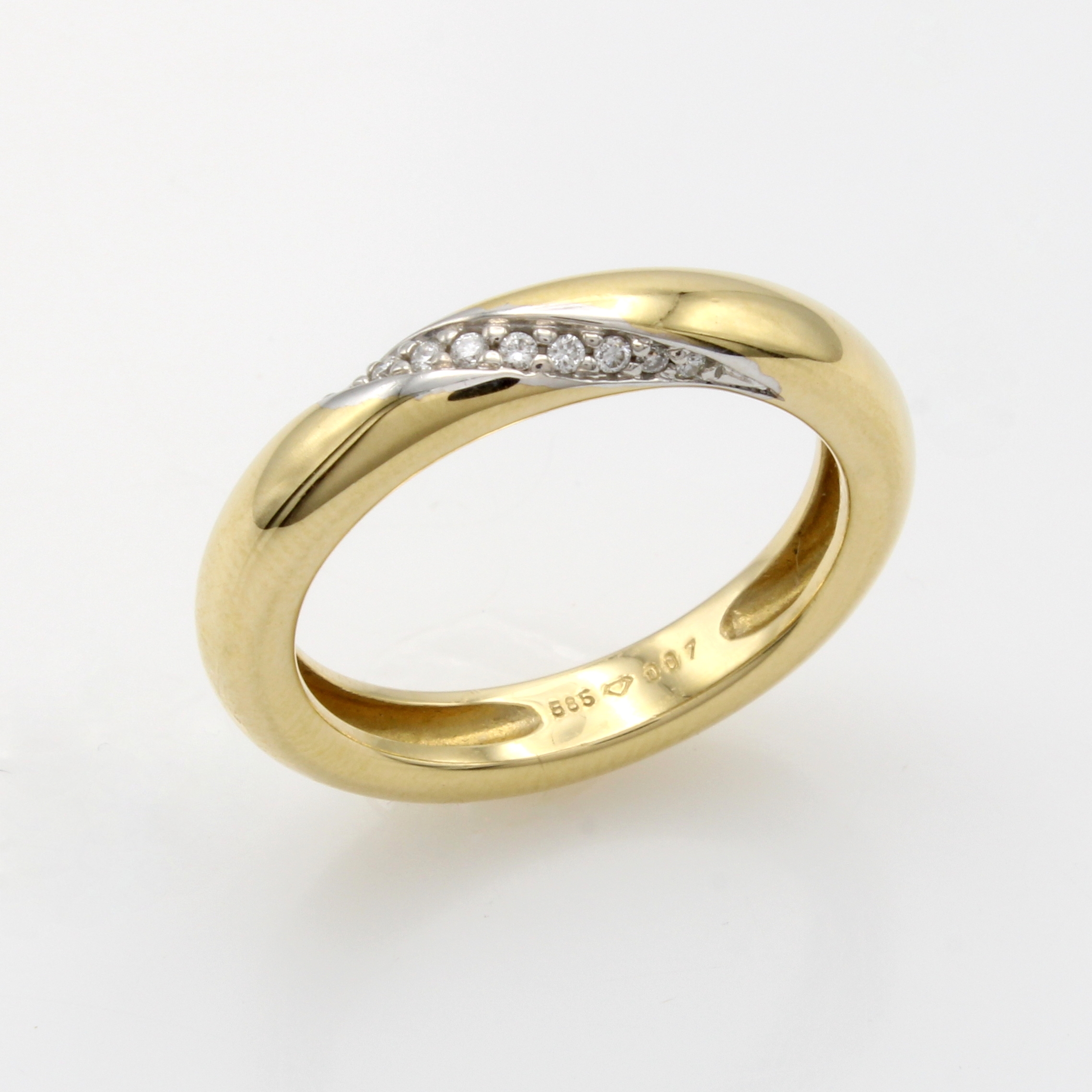 Image 27042874 - Ring mit Brillanten, GG 585/000, Brill. zus. ca. 0.07 ct Weiß/si, RW ca. 56 ...