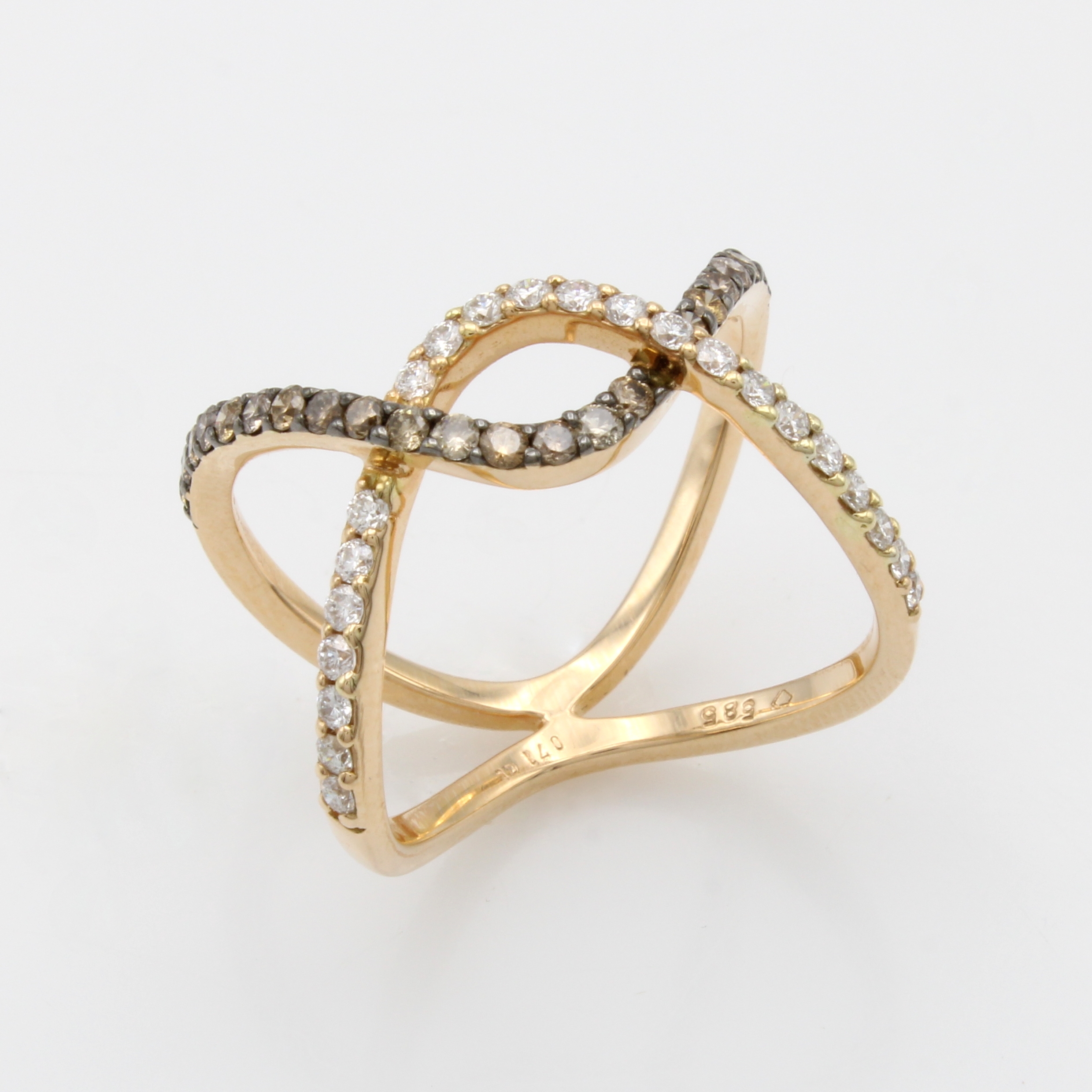 Image 27042881 - Ring mit Brillanten, RoseG/585/000, offen und verschlungen gearb., Brill. zus. ca. 0.33 ...