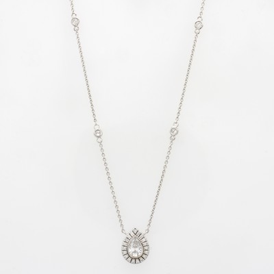 Image Collier mit Diamant und Brillanten, WG 750/ 000, Diam.-Tropfen ca. 0.42 ct und Brill. ...