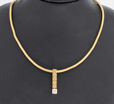 Image 18 kt Gold Brillant-Anhänger, GG/WG 750/000, Brillant ca. 0.16 ct feines Weiß/si, an ...