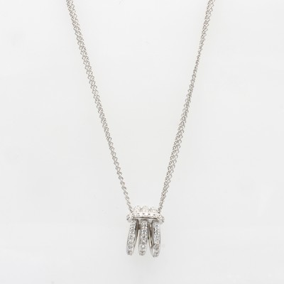 Image Anhänger mit Brillanten an 2-reihiger Kette, WG 750/000, Brill. zus. ca. 0.24 ct ...