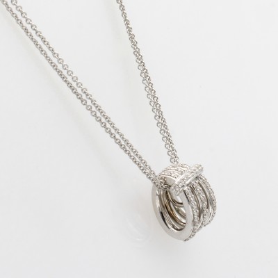 27042806a - Anhänger mit Brillanten an 2-reihiger Kette, WG 750/000, Brill. zus. ca. 0.24 ct ...