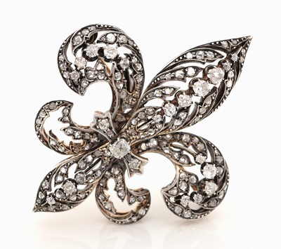 27042844a - Prunkvolle 18 kt Gold Diamant-Brosche, wohl Frankreich, um 1900, GG 750/000 gepr., ...