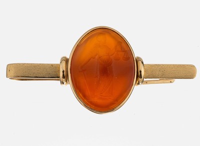 Image 14 kt Gold Kamee-Geldklammer, GG 585/000, part. sat., mittig ovale Achat-Kamee, ...