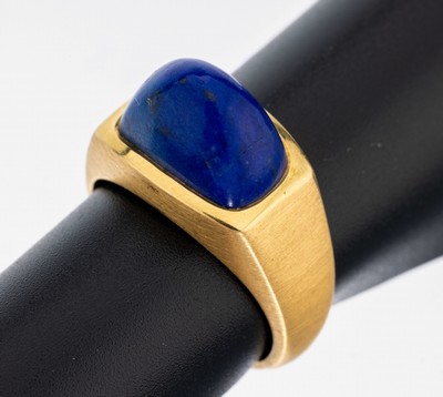 Image 18 kt Gold Lapislazuli-Ring, GG 750/000, sat., qualitätvolle Verarbeitung, hoher ...