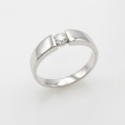 Image Ring mit Brillant, WG 585/000, in Spannring-optik, Brill. ca. 0.25 ct Weiß/si, RW ca. ...