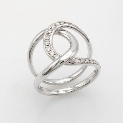 Image Ring mit Brillanten, WG 750/000, verschl. Form, Brill. zus. ca. 0.32 ct Weiß/si, RW ca. ...