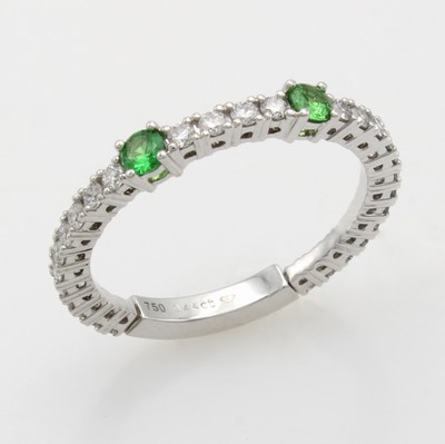 Image Ring mit Brillanten und Tsavoriten, WG 750/ 000, 2 Tsavorite zus. ca. 0.17 ct u. Brill. ...