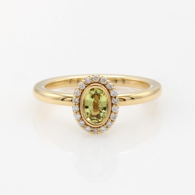 Image Ring mit Saphir und Brillanten, RoseG 750/ 000, ovaler gelber Saphir ca. 6x4 mm, Brill. ...