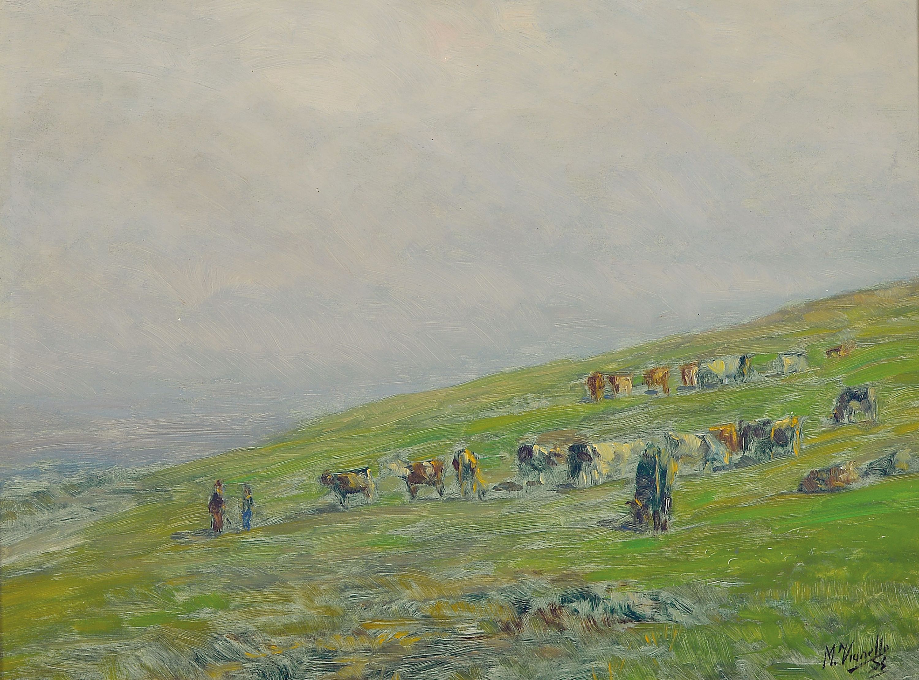 Image 27043290 - Marcello Vianello, 1909 Verona-1985, Küstenlandschaft mit Kühen auf der Weide, 1955, ...