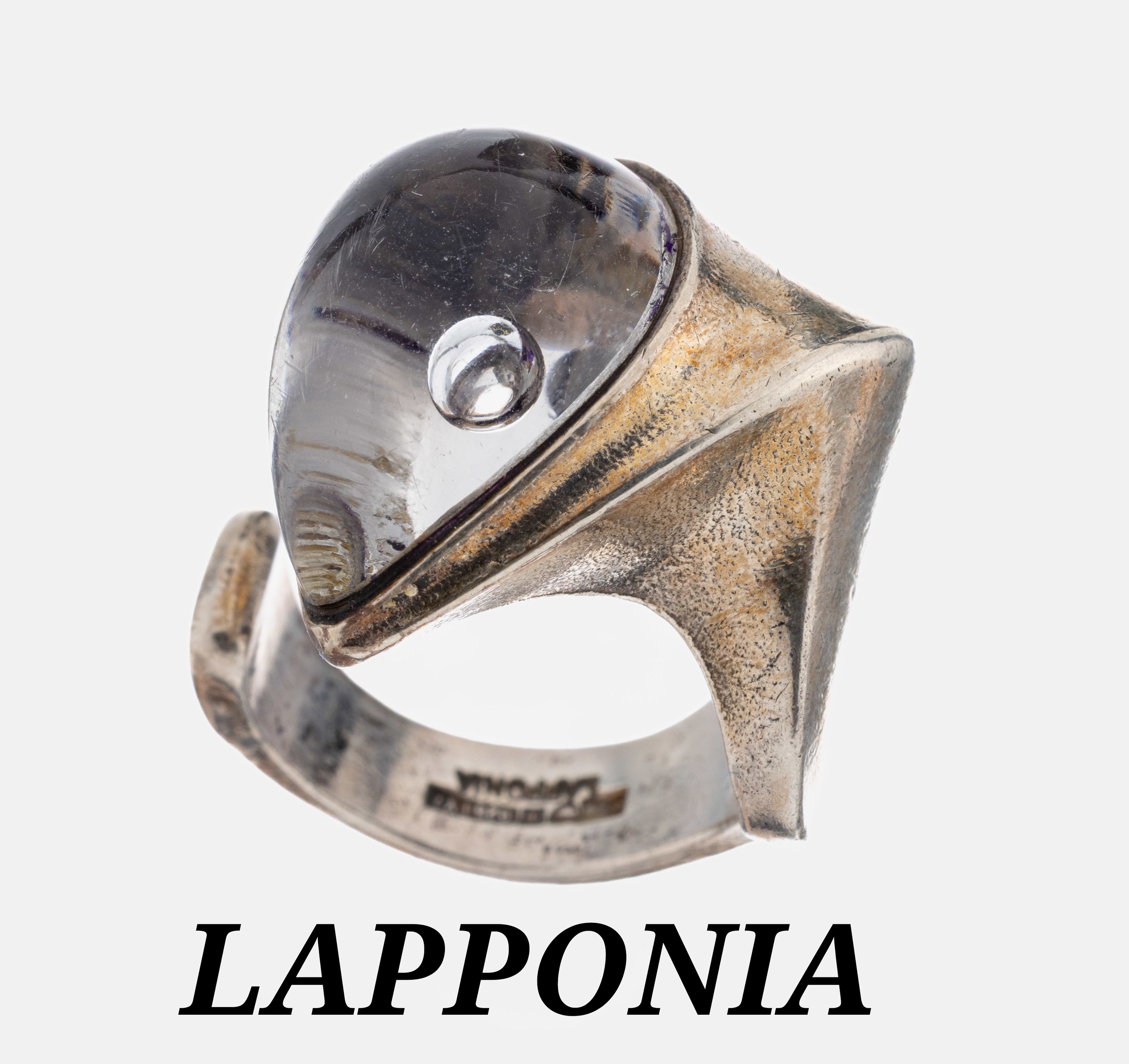 Image 27043293 - LAPPONIA Ring, Finnland, 1976, 925er Silber, abstraktes Design, tropfenf. Cabochon aus ...