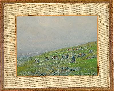 27043290k - Marcello Vianello, 1909 Verona-1985, Küstenlandschaft mit Kühen auf der Weide, 1955, ...