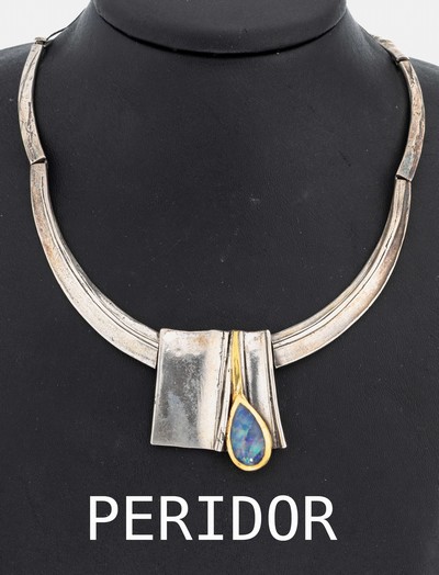Image PERIDOR Opal-Collier, 925er Silber, abstraktes Design, Mittelteil mit tropfenf. ...