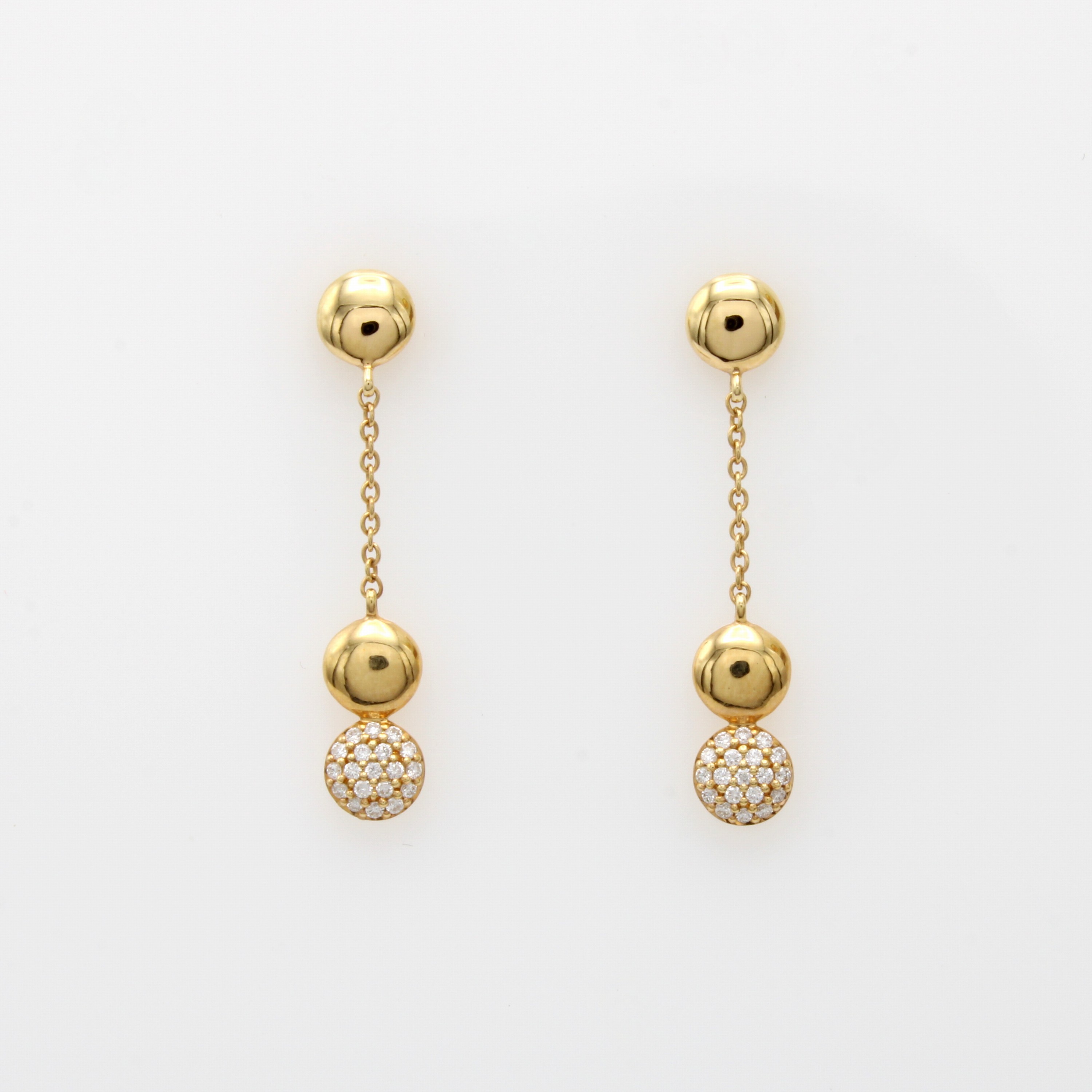 Image 27043304 - Paar Ohrgehänge mit Brillanten, GG 585/000, Brill. zus. ca. 0.18 ct Weiß/si ...