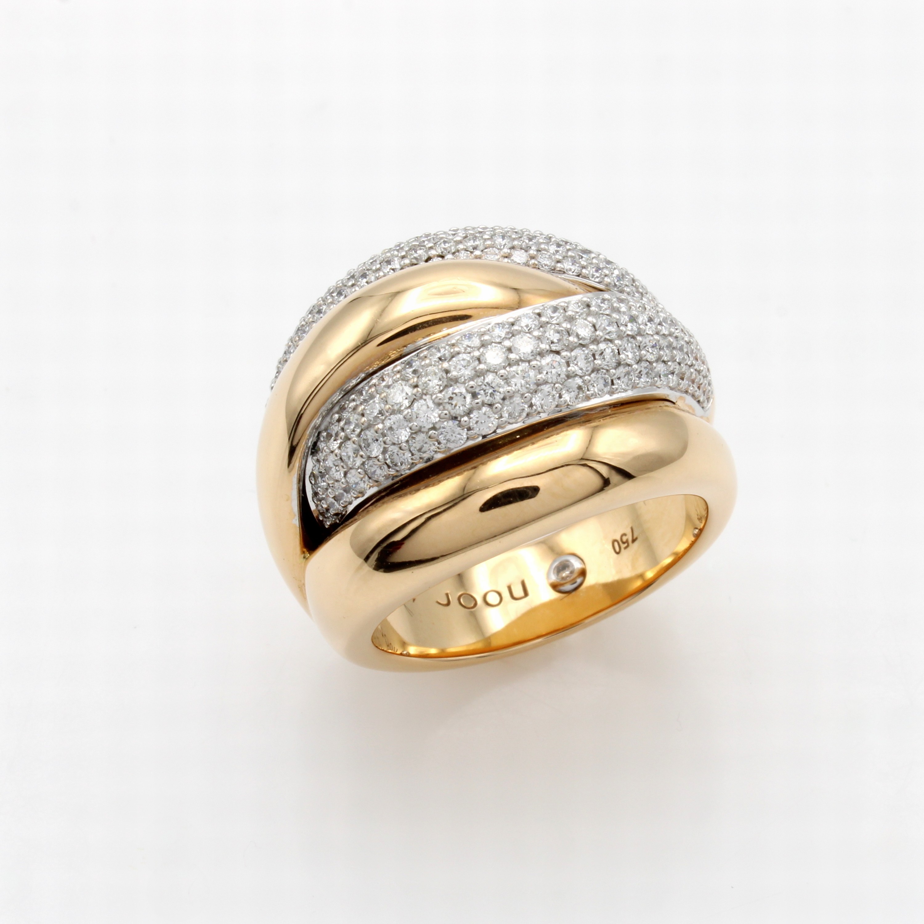 Image 27043309 - Massiver Ring mit Brillanten, RoseG/WG 750/ 000, 170 Brill. zus. ca. 1.34 ct feines ...