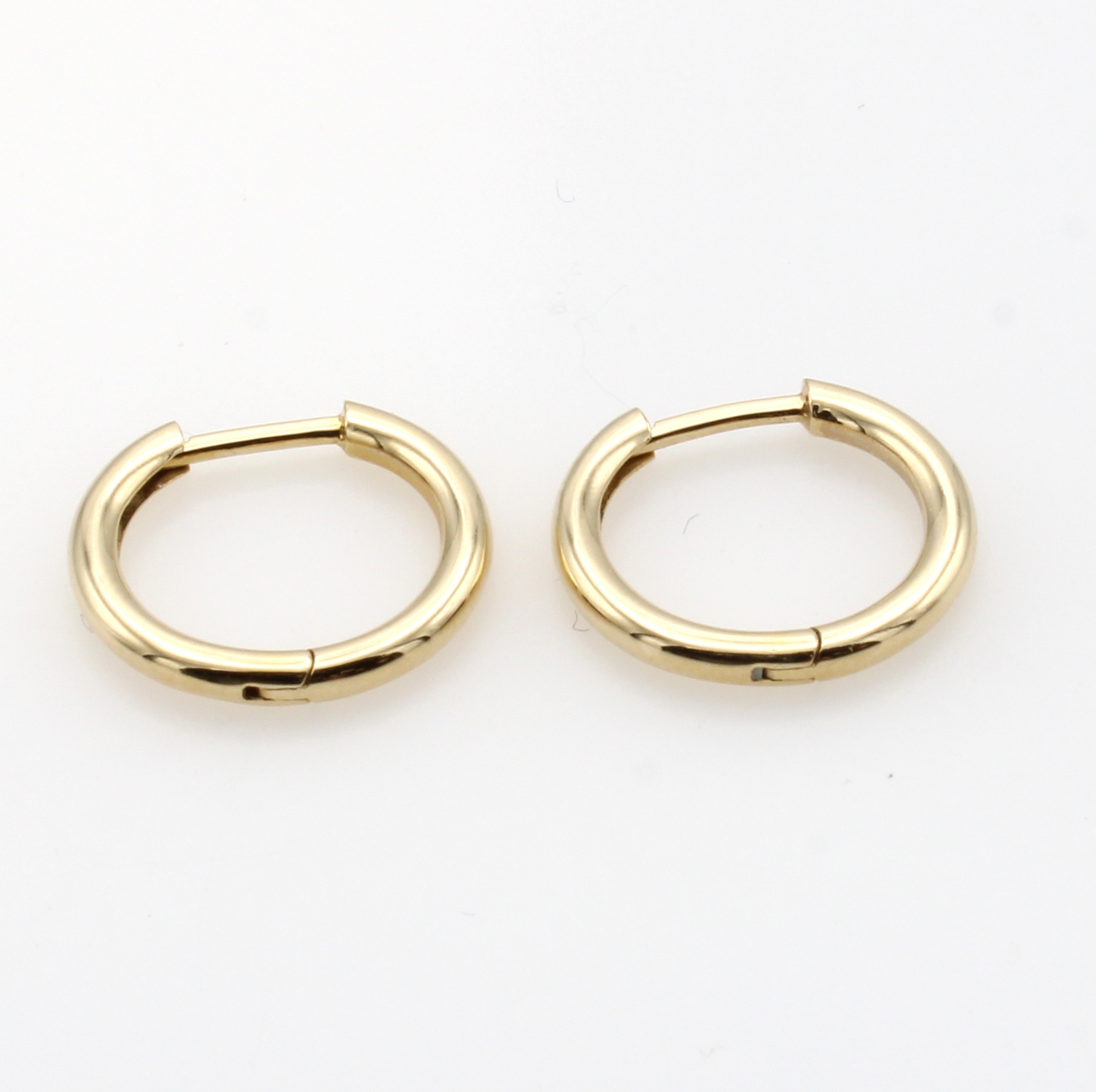 Image 27043394 - Paar Creolen, GG 585/000, Br. ca. 1.8 mm, D. ca. 14 mm