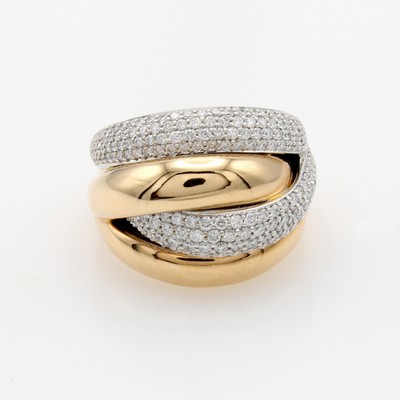 27043309a - Massiver Ring mit Brillanten, RoseG/WG 750/ 000, 170 Brill. zus. ca. 1.34 ct feines ...