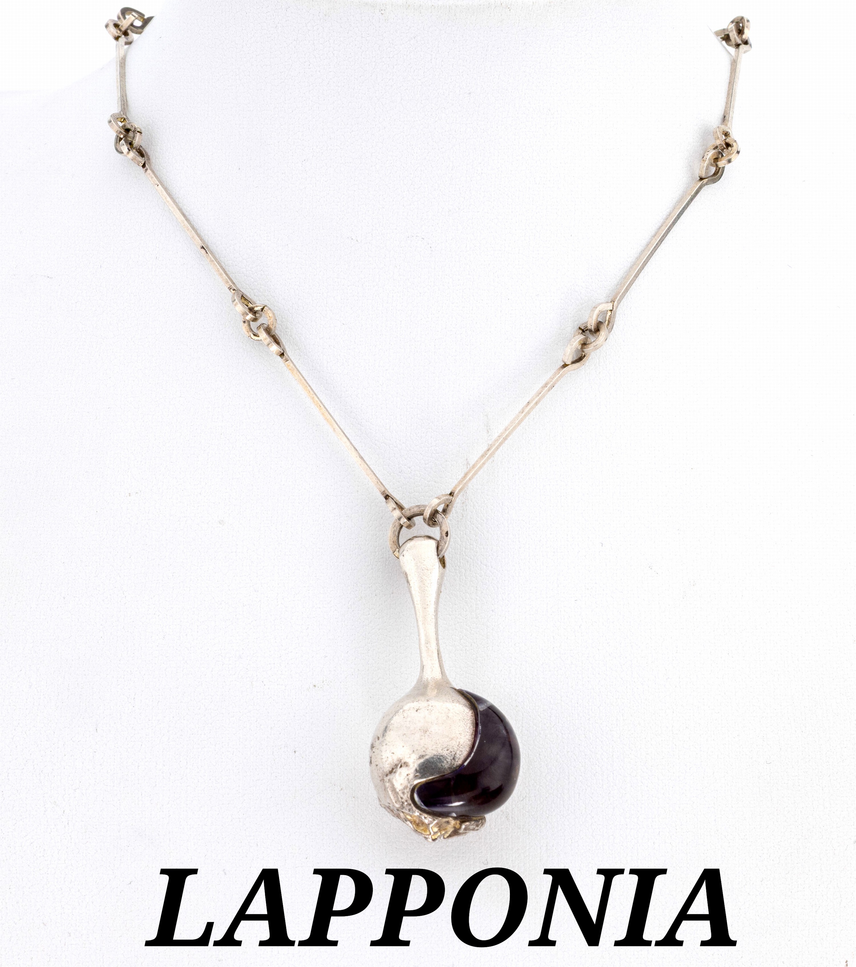 Image 27043432 - LAPPONIA Collier, Finnland, 1976, 925er Silber, abstraktes Mittelteil mit Acryl, ...