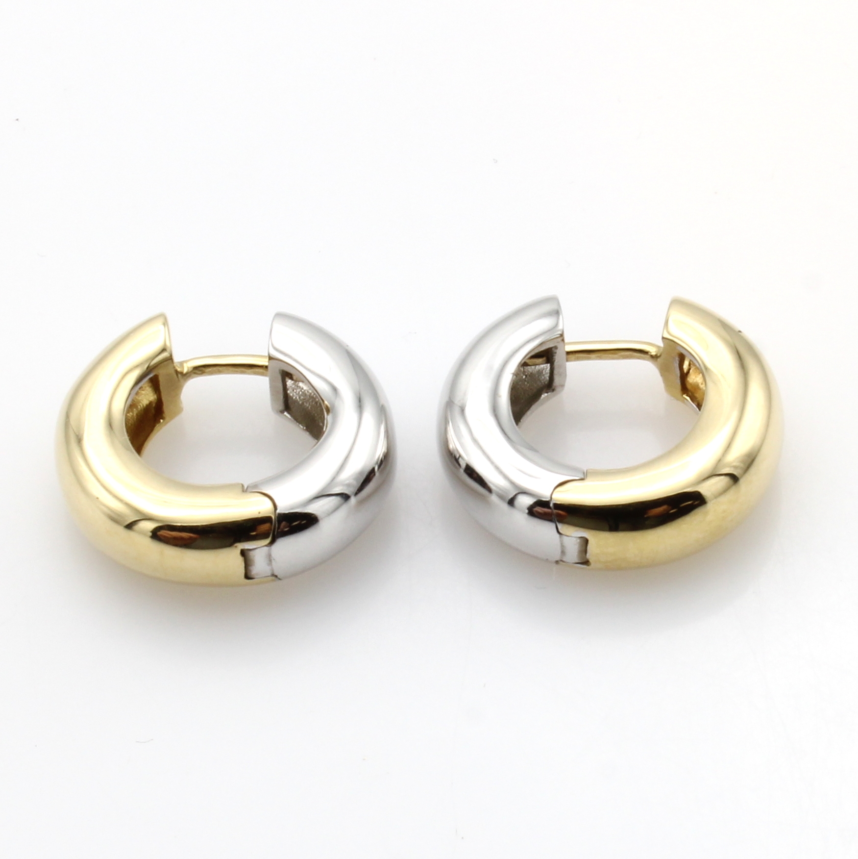 Image 27043436 - Paar Creolen, GG/WG 585/000, Br. ca. 5 mm, D. ca. 17 mm