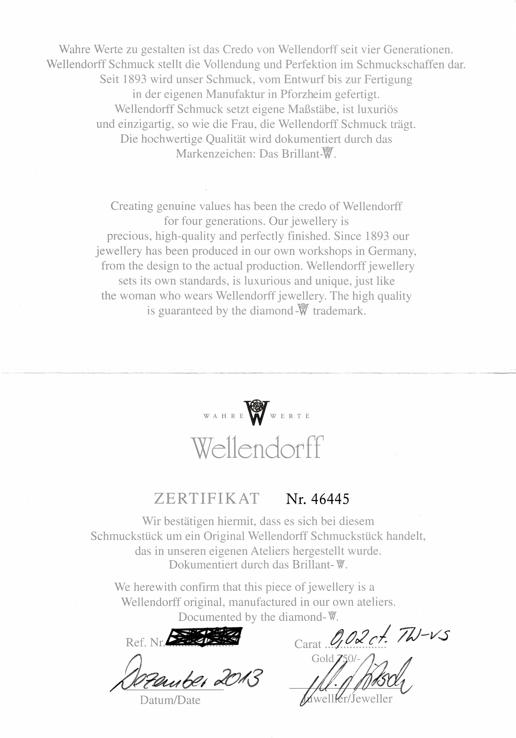 Detail a: 18 kt Gold WELLENDORFF Armband, GG 750/000,Modell Silky Quartett, 4-rhg., fein sat. und z.T. pol., typ. W- Abhängung mit Brillant 0.02 ct feines ...